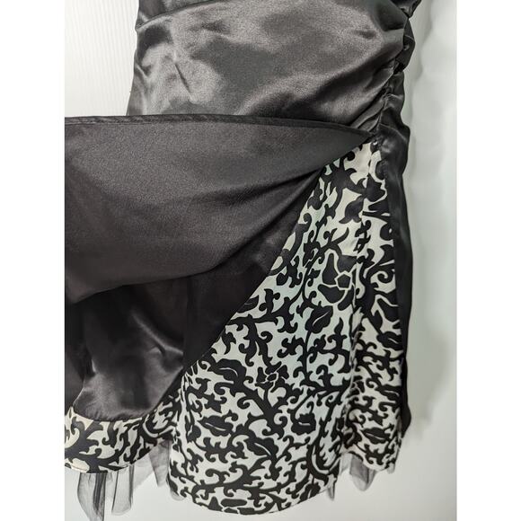 Vintage Y2K 90's Blondie Nites Strapless Formal Mini Dress Black White Tulle Hem - Picture 10 of 11